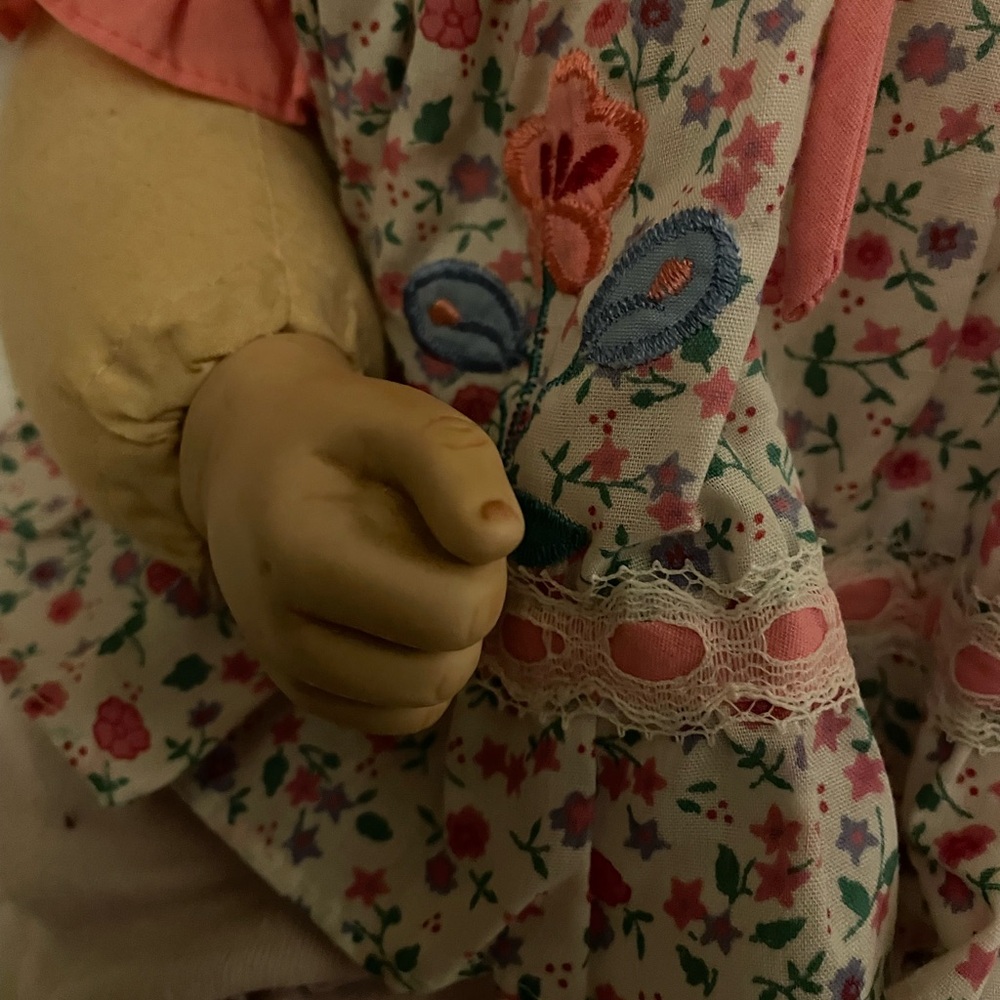 Handmade-Style Pink Baby Doll in Floral Dress - Picture 4 of 6